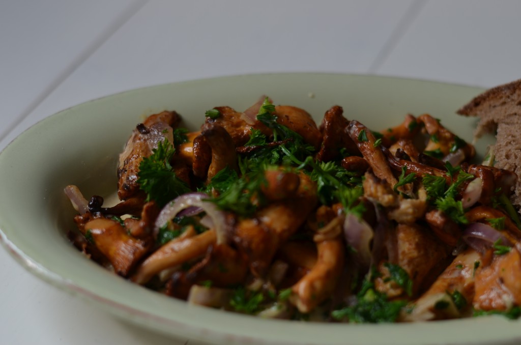 Landbrot mit Pfifferlingen in Zitronen-Sahnesauce